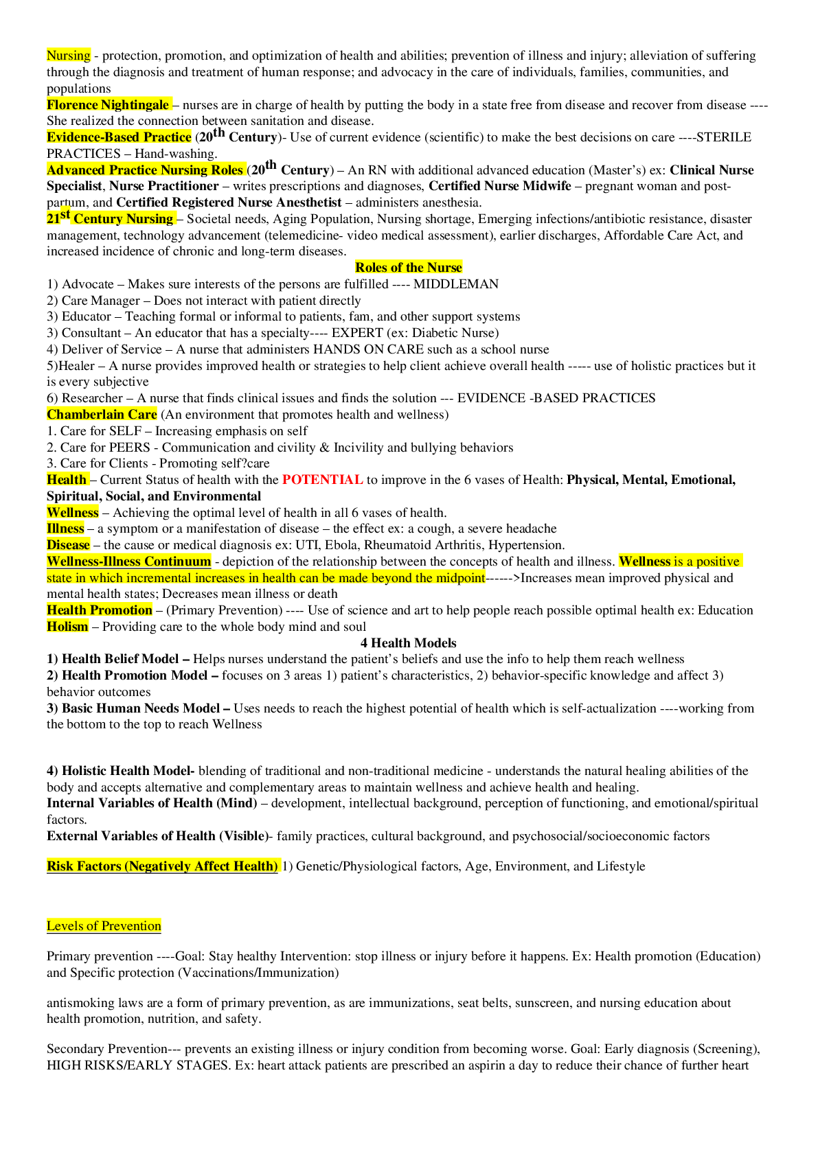 Preview image of Nursing - NR 222 UNIT 1 NOTES document
